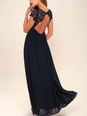 Lulus The Greatest Navy Blue Lace Maxi Dress Size Small